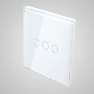 Liels stikla panelis slēdzim, trīs šķipsnas, baltas, 86 * 86mm